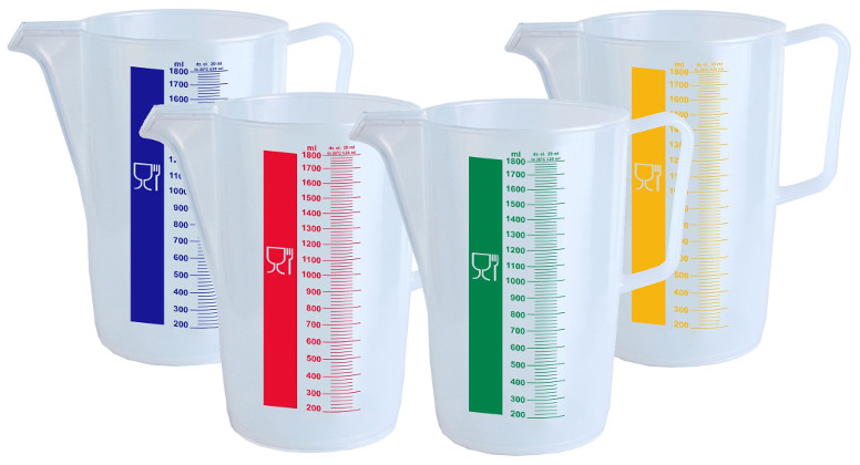 Transparent measuring jug